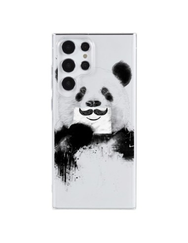 Cover Samsung Galaxy S23 Ultra 5G Panda Divertene Baffi Trasparente - Balazs Solti
