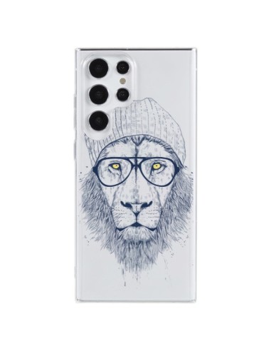 Coque Samsung Galaxy S23 Ultra 5G Cool Lion Swag Lunettes Transparente - Balazs Solti