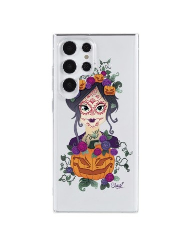 Cover Samsung Galaxy S23 Ultra 5G Donna Occhi Chiusi Santa Muerte Trasparente - Chapo