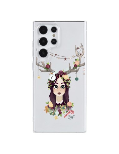 Coque Samsung Galaxy S23 Ultra 5G Christmas Girl Femme Noel Bois Cerf Transparente - Chapo