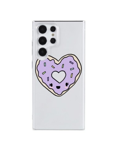 Coque Samsung Galaxy S23 Ultra 5G Donuts Heart Coeur Violet Transparente - Claudia Ramos