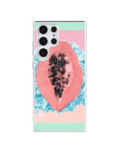 Coque Samsung Galaxy S23 Ultra 5G Papaya Rocks Fruit -...