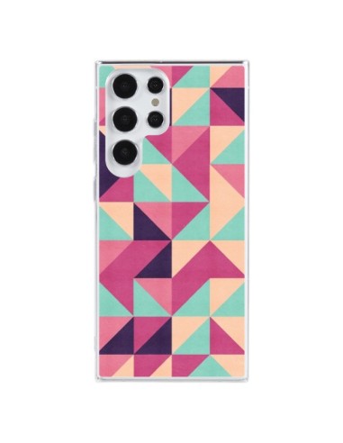 Samsung Galaxy S23 Ultra 5G Case Aztec Triangle Pink Green - Eleaxart