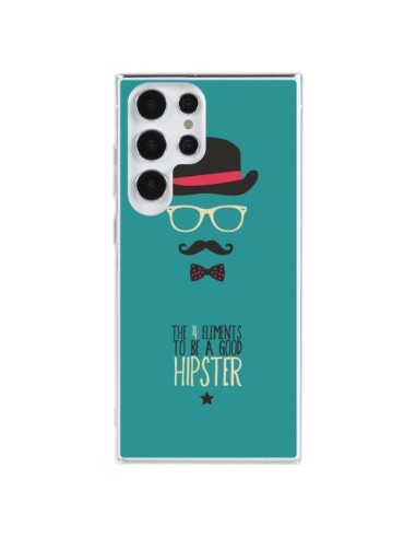 Coque Samsung Galaxy S23 Ultra 5G Chapeau, Lunettes, Moustache, Noeud Papillon To Be a Good Hipster - Eleaxart