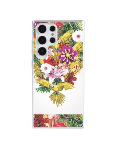 Cover Samsung Galaxy S23 Ultra 5G Parrot Floral Pappagallo Fiori - Eleaxart