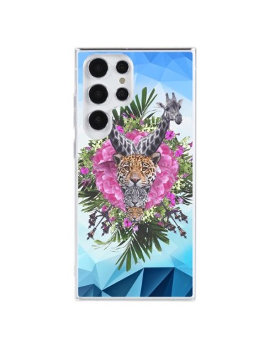 Coque Samsung Galaxy S23 Ultra 5G Girafes Lion Tigre Jungle - Eleaxart