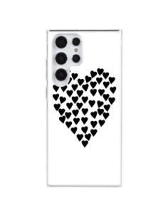 Coque Samsung Galaxy S23 Ultra 5G Coeur en coeurs noirs -...