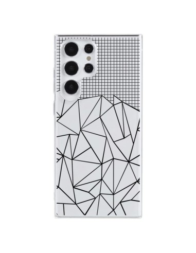 Coque Samsung Galaxy S23 Ultra 5G Lignes Grille Grid Abstract Noir Transparente - Project M