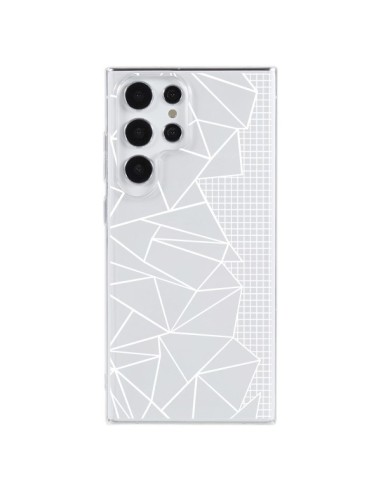 Coque Samsung Galaxy S23 Ultra 5G Lignes Grilles Side Grid Abstract Blanc Transparente - Project M