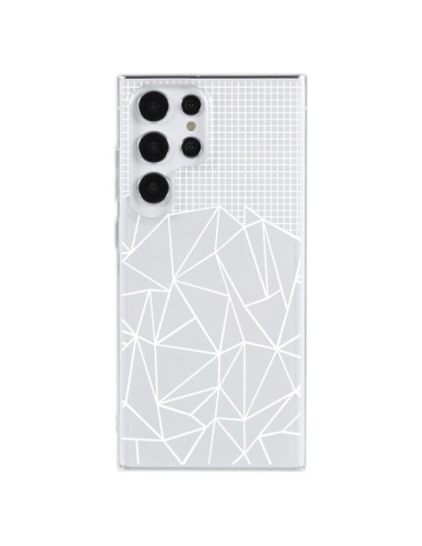 Coque Samsung Galaxy S23 Ultra 5G Lignes Grilles Grid Abstract Blanc Transparente - Project M