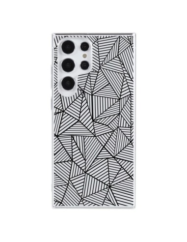 Cover Samsung Galaxy S23 Ultra 5G Linee Griglia Triangles Full Grid Astratto Nero Trasparente - Project M