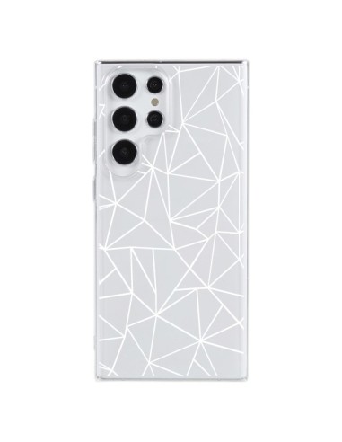 Coque Samsung Galaxy S23 Ultra 5G Lignes Triangles Grid Abstract Blanc Transparente - Project M
