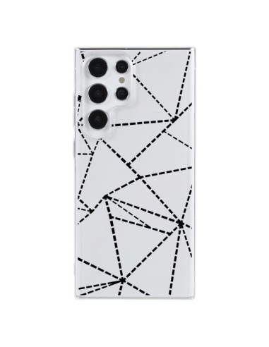 Coque Samsung Galaxy S23 Ultra 5G Lignes Points Abstract Noir Transparente - Project M