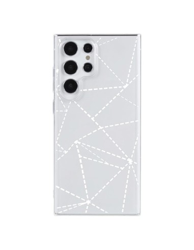 Coque Samsung Galaxy S23 Ultra 5G Lignes Points Abstract Blanc Transparente - Project M
