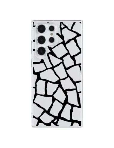 Cover Samsung Galaxy S23 Ultra 5G Giraffa Mosaico Nero Trasparente - Project M