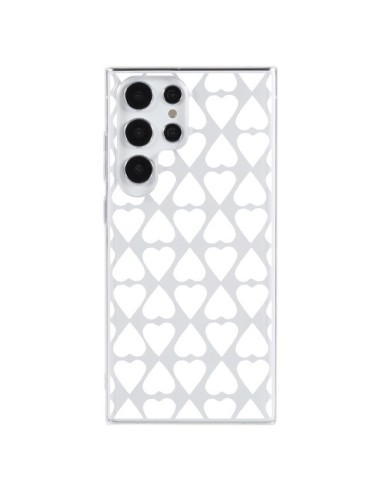 Coque Samsung Galaxy S23 Ultra 5G Coeurs Heart Blanc Transparente - Project M