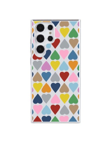 Coque Samsung Galaxy S23 Ultra 5G Coeurs Heart Couleur Transparente - Project M