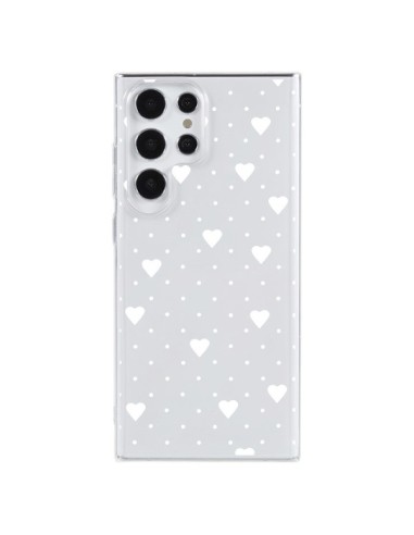 Coque Samsung Galaxy S23 Ultra 5G Point Coeur Blanc Pin Point Heart Transparente - Project M