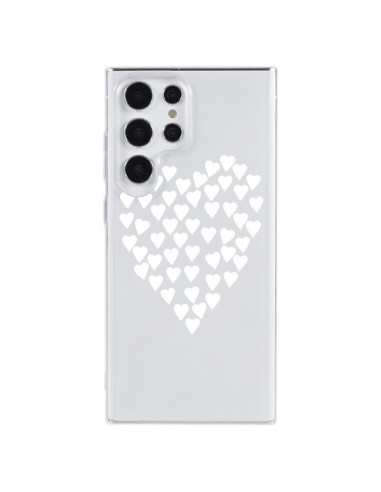 Coque Samsung Galaxy S23 Ultra 5G Coeurs Heart Love Blanc Transparente - Project M