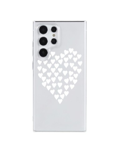 Cover Samsung Galaxy S23 Ultra 5G Cuori Amore Bianco Trasparente - Project M