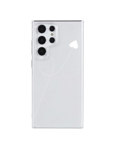 Coque Samsung Galaxy S23 Ultra 5G Travel to your Heart Blanc Voyage Coeur Transparente - Project M