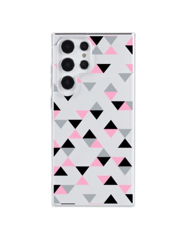 Cover Samsung Galaxy S23 Ultra 5G Triangoli Rosa Nero Trasparente - Project M