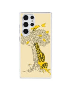 Coque Samsung Galaxy S23 Ultra 5G Girafe Amis Oiseaux -...