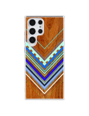 Coque Samsung Galaxy S23 Ultra 5G Azteque Arbutus Blue Bois Aztec Tribal - Jenny Mhairi