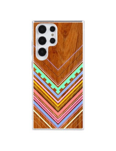 Coque Samsung Galaxy S23 Ultra 5G Azteque Arbutus Pastel Bois Aztec Tribal - Jenny Mhairi