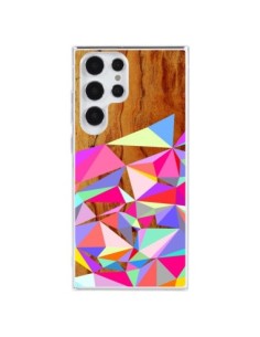Cover Samsung Galaxy S23 Ultra 5G Wooden Multi Geo Legno...