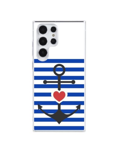 Coque Samsung Galaxy S23 Ultra 5G Mariniere Encre Marin Coeur - Jonathan Perez