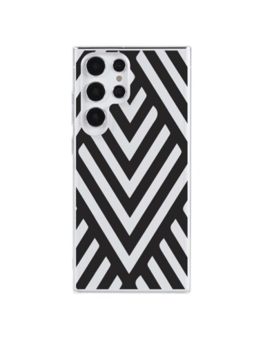 Coque Samsung Galaxy S23 Ultra 5G Geometric Azteque Noir Transparente - Dricia Do