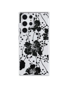 Samsung Galaxy S23 Ultra 5G Case Flowers Blacks Clear -...
