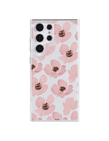 Cover Samsung Galaxy S23 Ultra 5G Fiori Rosa Trasparente - Dricia Do