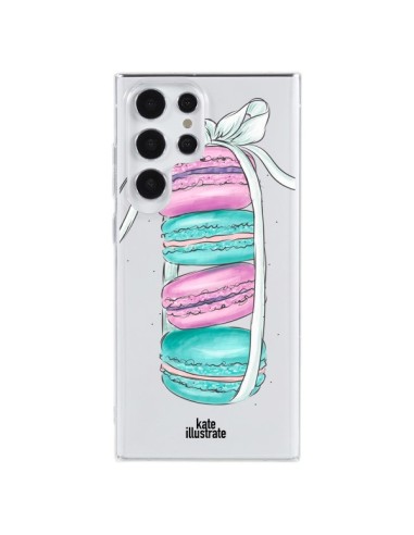 Coque Samsung Galaxy S23 Ultra 5G Macarons Pink Mint Rose Transparente - kateillustrate