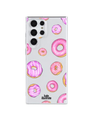 Coque Samsung Galaxy S23 Ultra 5G Pink Donuts Rose Transparente - kateillustrate
