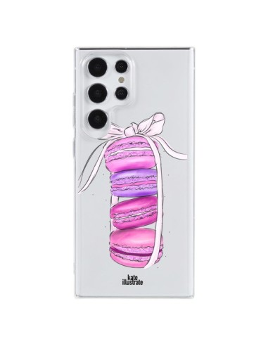 Coque Samsung Galaxy S23 Ultra 5G Macarons Pink Purple Rose Violet Transparente - kateillustrate