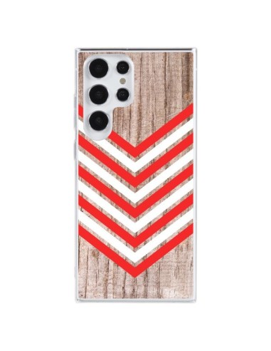 Cover Samsung Galaxy S23 Ultra 5G Tribale Azteco Legno Wood Freccia Rosso Bianco - Laetitia