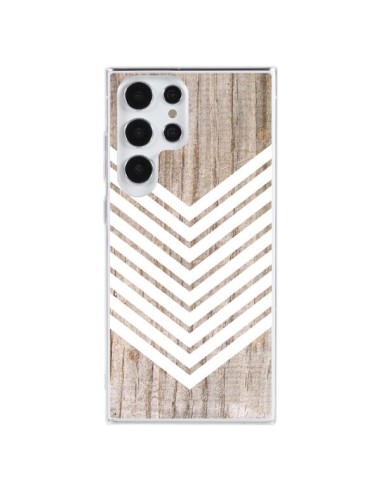 Cover Samsung Galaxy S23 Ultra 5G Tribale Azteco Legno Wood Freccia Bianco - Laetitia