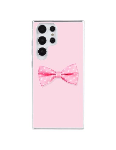 Coque Samsung Galaxy S23 Ultra 5G Noeud Papillon Rose Girly Bow Tie - Laetitia
