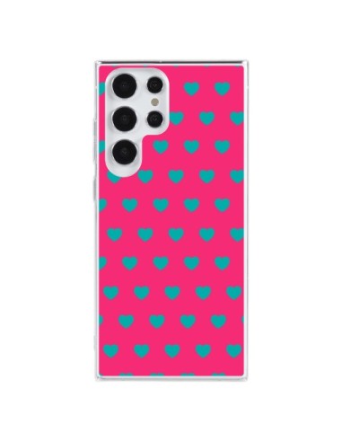 Cover Samsung Galaxy S23 Ultra 5G Cuore Blu sfondo Rosa - Laetitia