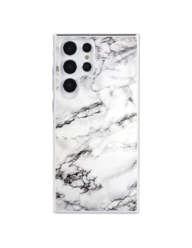 Coque Samsung Galaxy S23 Ultra 5G Marbre Marble Blanc White - Laetitia