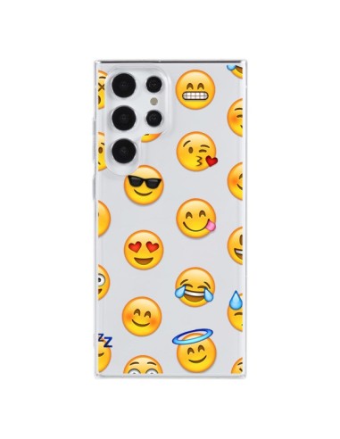 Cover Samsung Galaxy S23 Ultra 5G Emoji Sorriso Trasparente - Laetitia