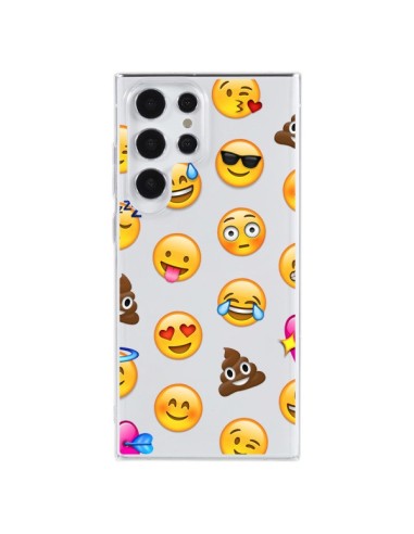 Cover Samsung Galaxy S23 Ultra 5G Emoji Trasparente - Laetitia