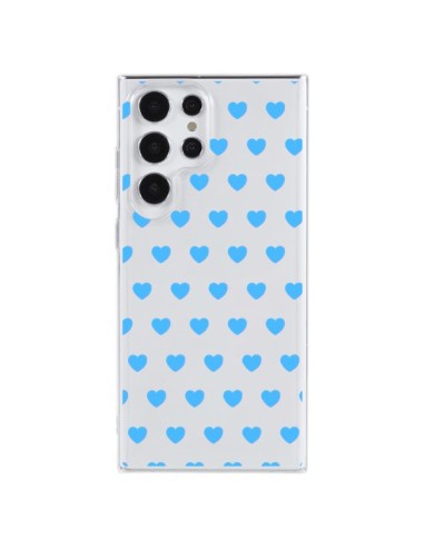 Coque Samsung Galaxy S23 Ultra 5G Coeur Heart Love Amour Bleu Transparente - Laetitia