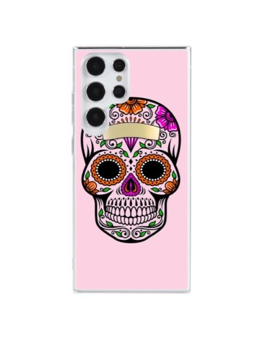 Coque Samsung Galaxy S23 Ultra 5G Tête de Mort Mexicaine Rose Multicolore - Laetitia