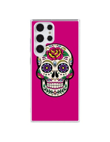 Coque Samsung Galaxy S23 Ultra 5G Tête de Mort Mexicaine Rose Fushia - Laetitia
