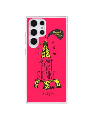 Coque Samsung Galaxy S23 Ultra 5G Je suis Parisienne La Tour Eiffel Rose - Leellouebrigitte