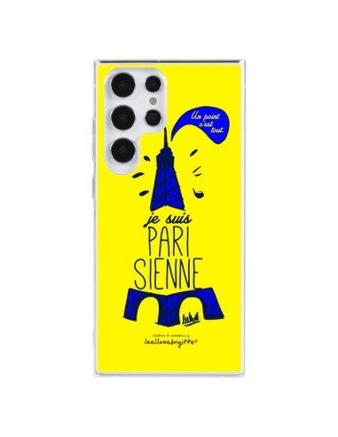 Coque Samsung Galaxy S23 Ultra 5G Je suis Parisienne La Tour Eiffel Jaune - Leellouebrigitte