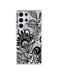 Cover Samsung Galaxy S23 Ultra 5G Pizzo Fiori Flower Nero...